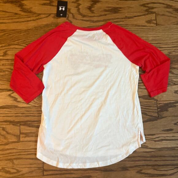 Under Armour Womens Medium Texas Tech 3/4 Sleeve Baseball Tee Casual Tshirt NWT - Picture 2 of 8